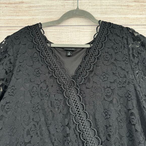 Torrid Stretch Lace Surplice Crop Top‎ Women's Size 4X Black - Picture 4 of 14